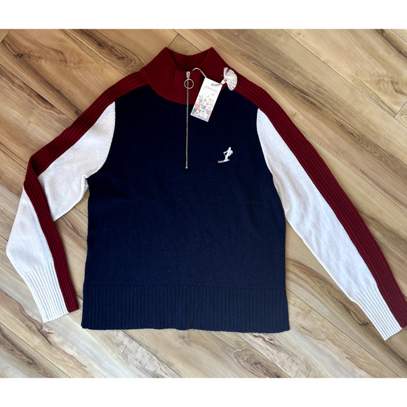 Johnny Was Ski Quarter Zip Sweater Wool Cashmere Embroidered Pullover Size S NWT - Picture 1 of 11